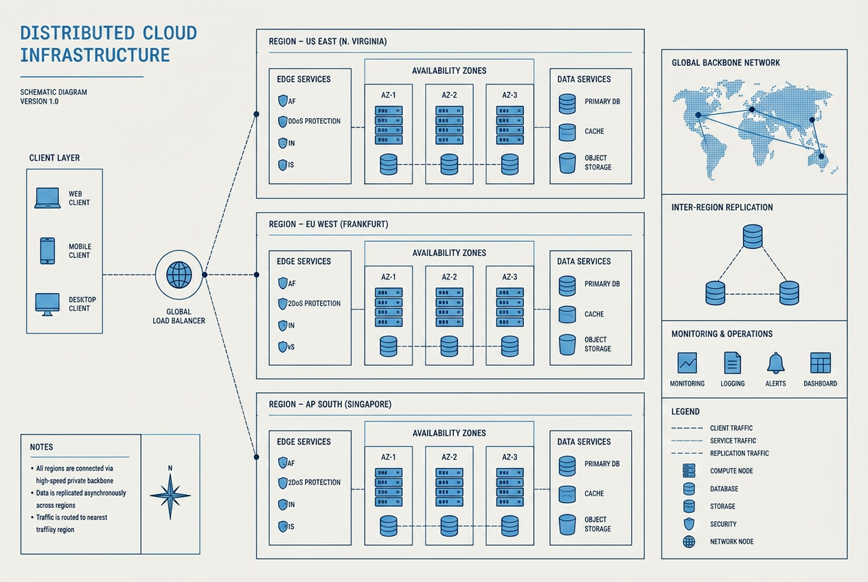 Schematic diagram of interconnected server nodes